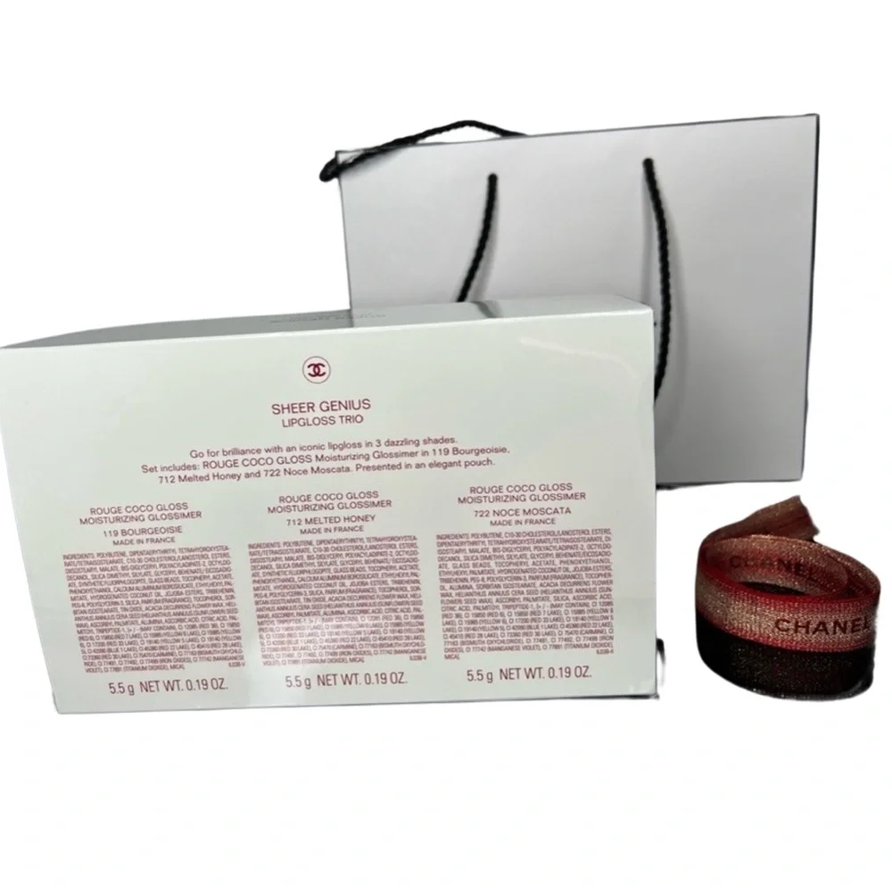 CHANEL GIFT SET 3 Sheer Genius Lipgloss Trio Purse Glossimer Rouge All Inclusive